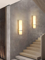 Luste  Alabaster Wall Sconce  Brass Band  Shape