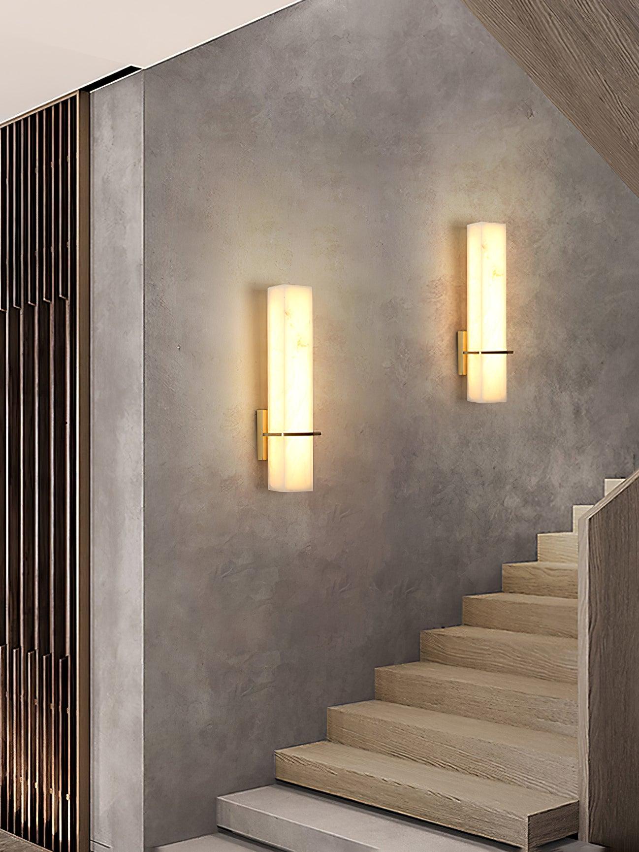 Luste  Alabaster Wall Sconce  Brass Band  Shape
