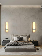 Luste  Alabaster Wall Sconce  Brass Band  Shape