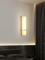 Luste  Alabaster Wall Sconce  Brass Band  Shape
