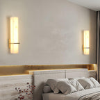 Luste  Alabaster Wall Sconce  Brass Band  Shape