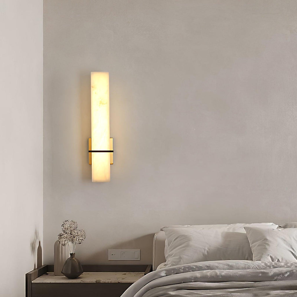 Luste  Alabaster Wall Sconce  Brass Band  Shape