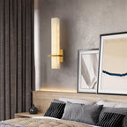 Luste  Alabaster Wall Sconce  Brass Band  Shape