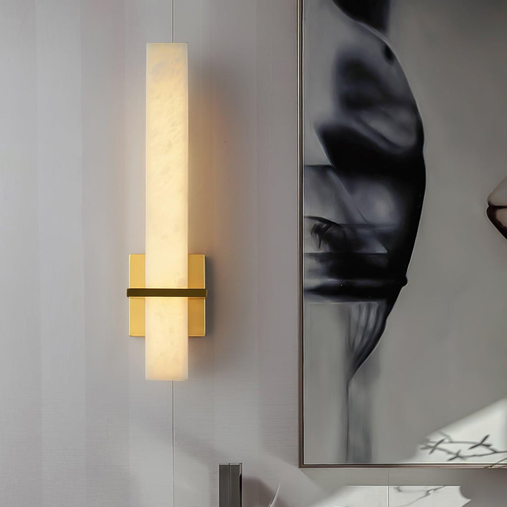 Luste  Alabaster Wall Sconce  Brass Band  Shape