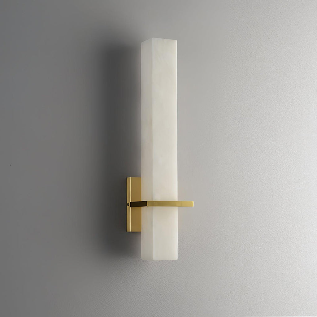 Ritta  Wall Lamp   White Alabaster Brass  Modern Cuboid
