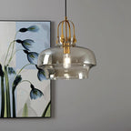 Aurelin Amber Glass Pendant Light with Brass Fittings