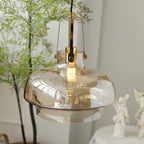 Aurelin Amber Glass Pendant Light with Brass Fittings