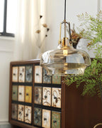Aurelin Amber Glass Pendant Light with Brass Fittings