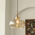 Aurelin Amber Glass Pendant Light with Brass Fittings