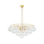 Aurora Chandelier Clear Glass Globe Aged Brass Elegant