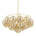 Aurora Chandelier Clear Glass Globe Aged Brass Elegant