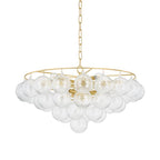 Aurora Chandelier Clear Glass Globe Aged Brass Elegant