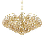 Aurora Chandelier Clear Glass Globe Aged Brass Elegant