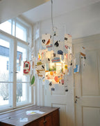 Chandelier Paper and Metal Colorful White Cards Whimsical Modern