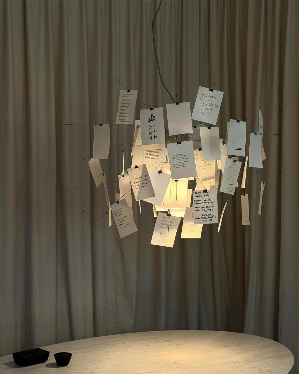 Chandelier Paper and Metal Colorful White Cards Whimsical Modern