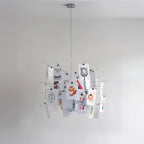 Chandelier Paper and Metal Colorful White Cards Whimsical Modern