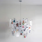 Chandelier Paper and Metal Colorful White Cards Whimsical Modern