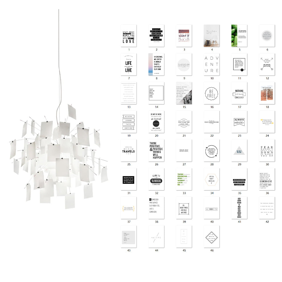 Chandelier Paper and Metal Colorful White Cards Whimsical Modern