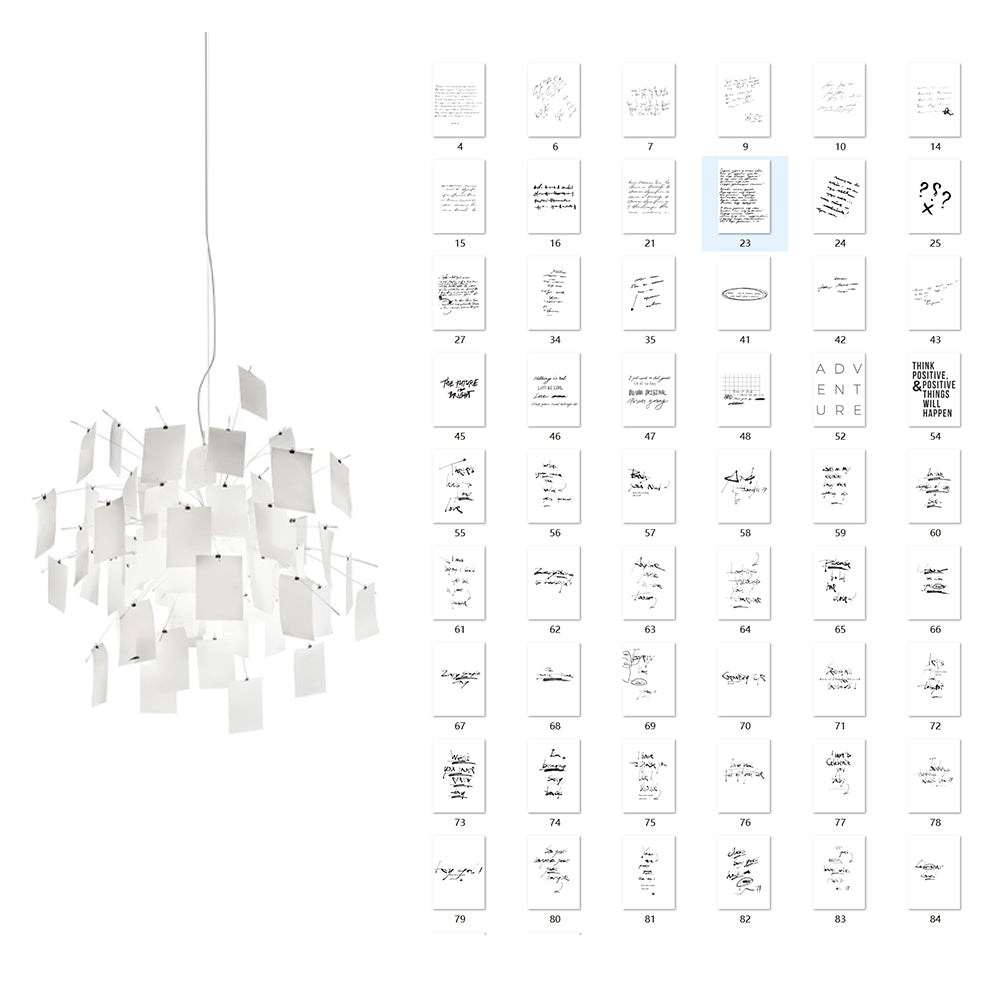 Chandelier Paper and Metal Colorful White Cards Whimsical Modern