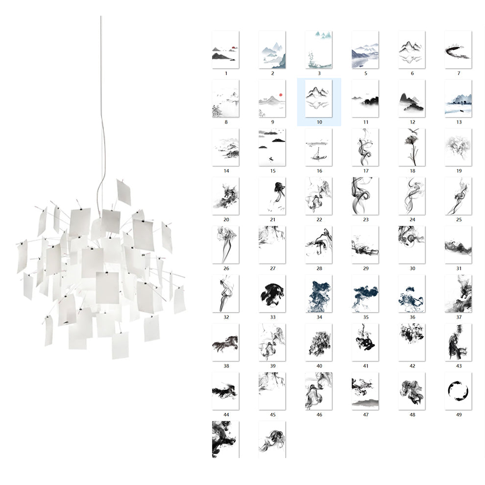 Chandelier Paper and Metal Colorful White Cards Whimsical Modern