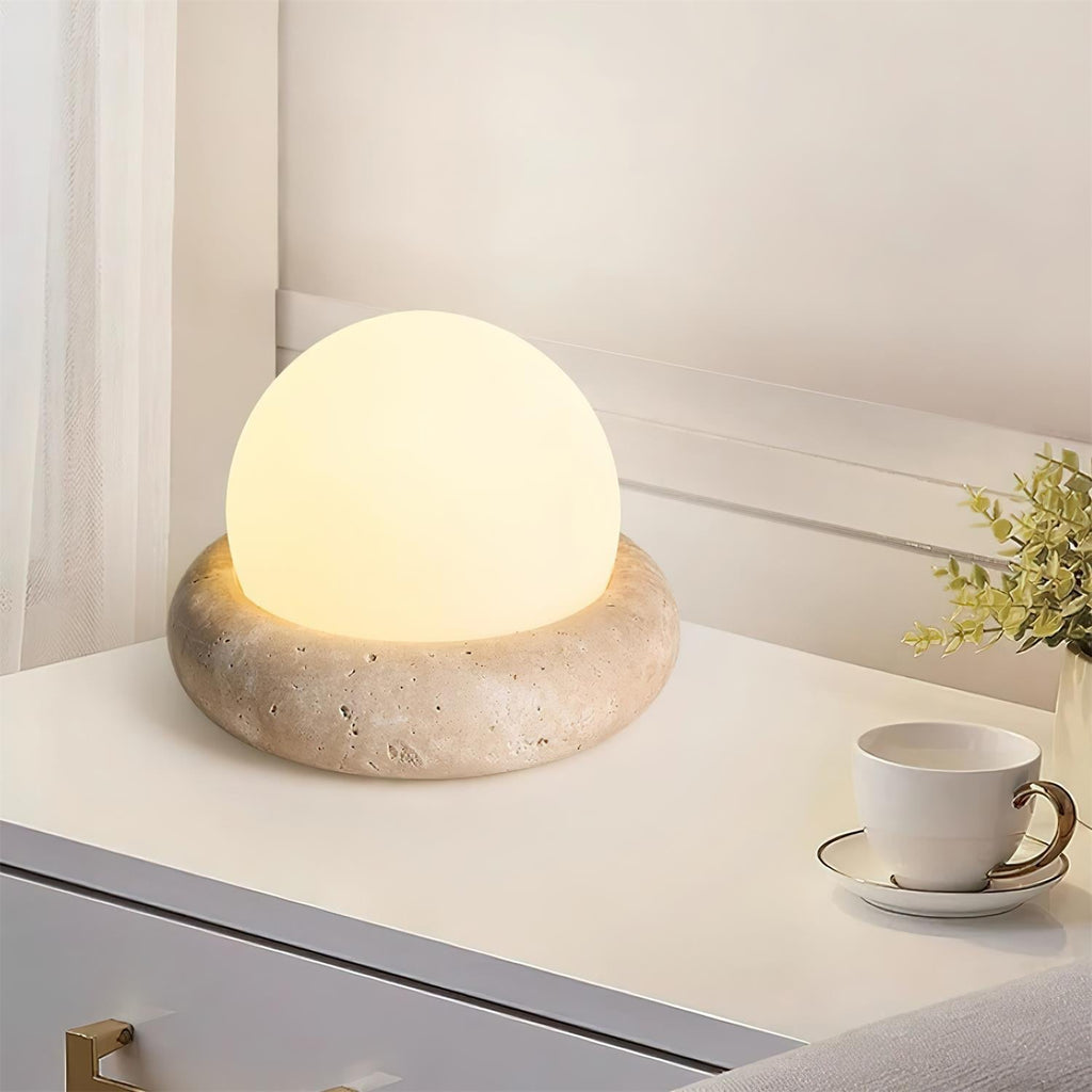 Riita Travertine Globe Table Lamp  Mini Maga