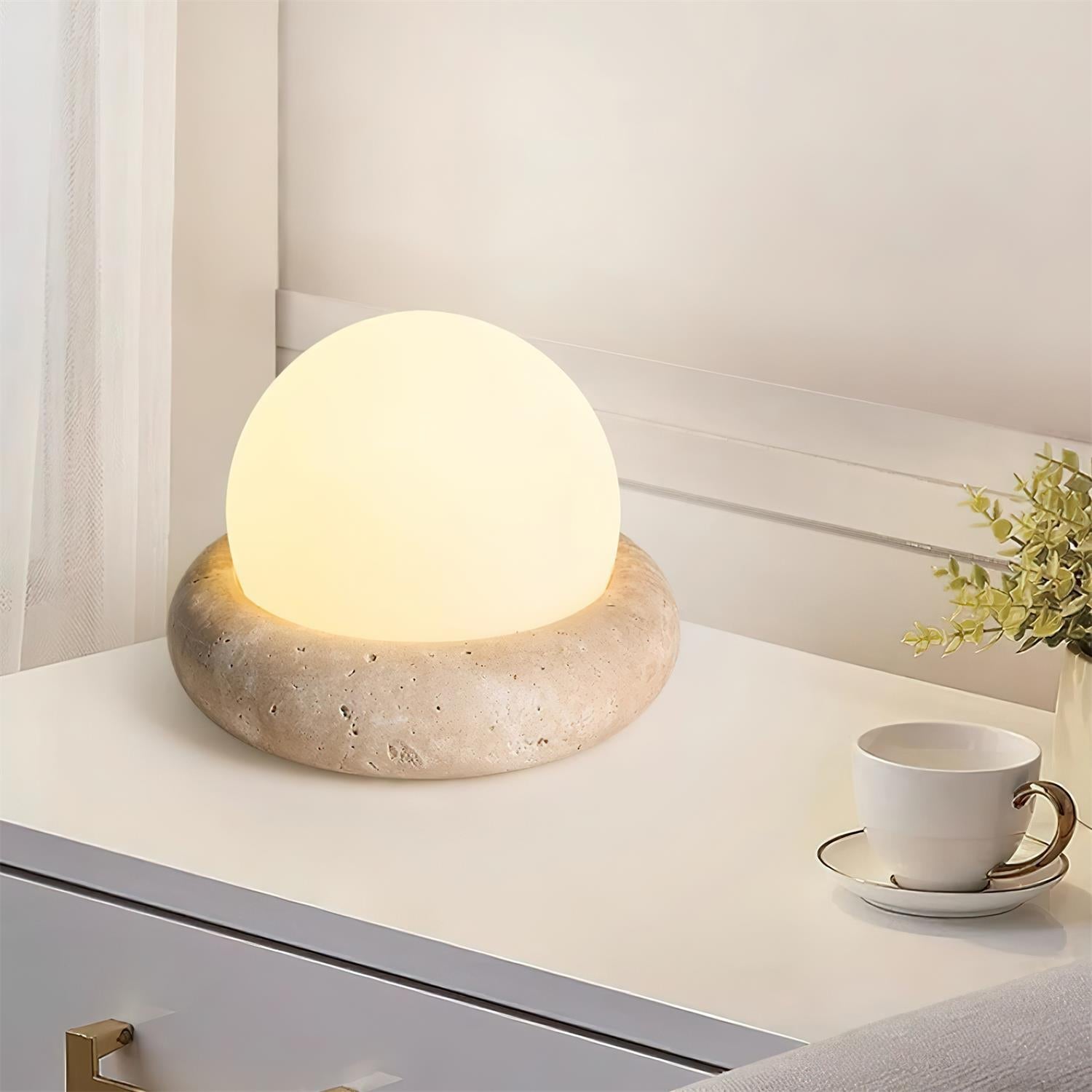 Riita Travertine Globe Table Lamp  Mini Maga