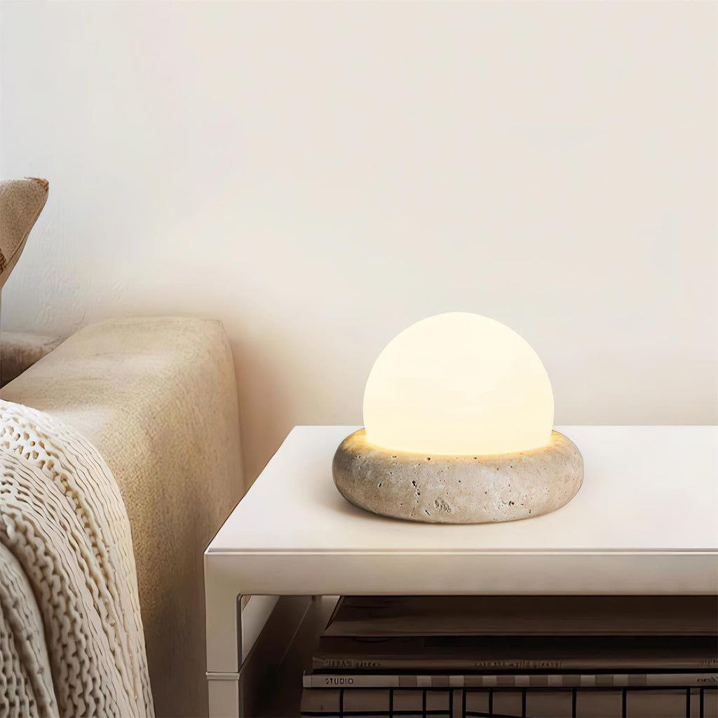 Riita Travertine Globe Table Lamp  Mini Maga