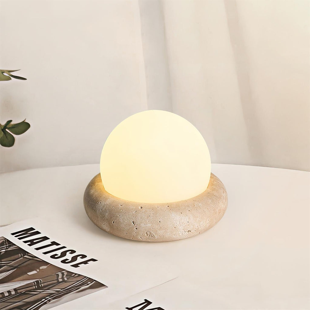 Riita Travertine Globe Table Lamp  Mini Maga