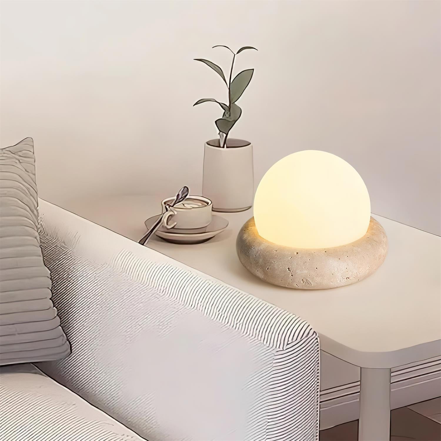 Riita Travertine Globe Table Lamp  Mini Maga