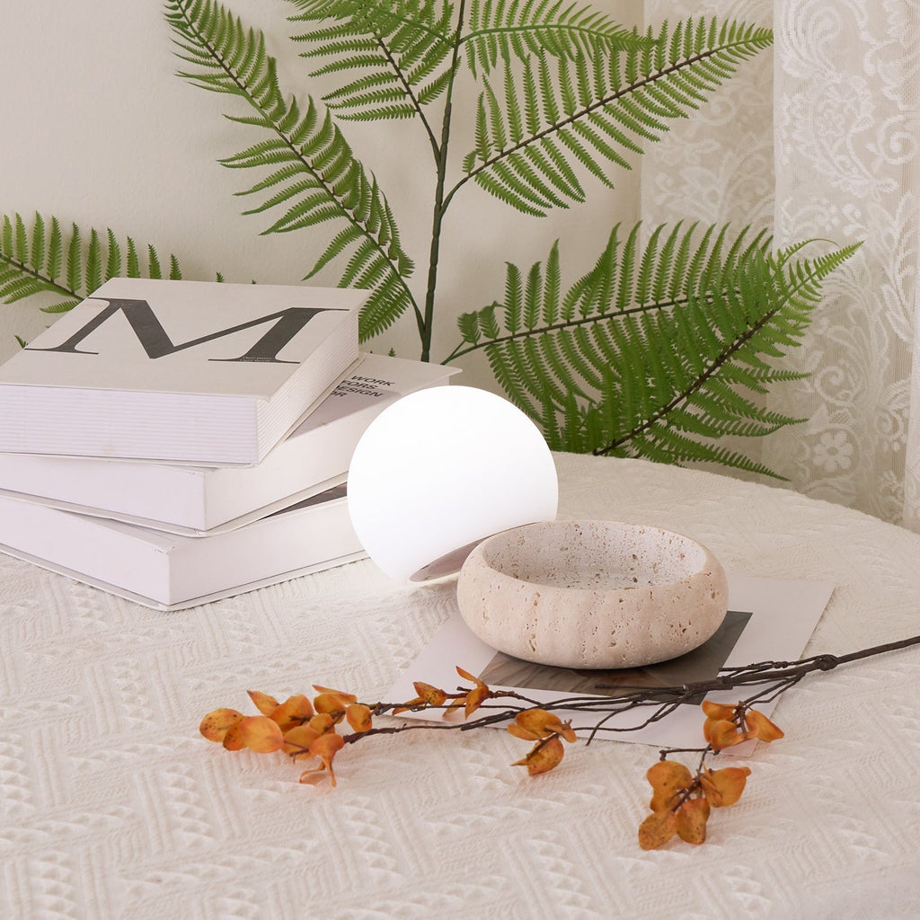 Riita Travertine Globe Table Lamp  Mini Maga