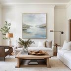 Serene Abstract Landscape Oil Painting Neutral