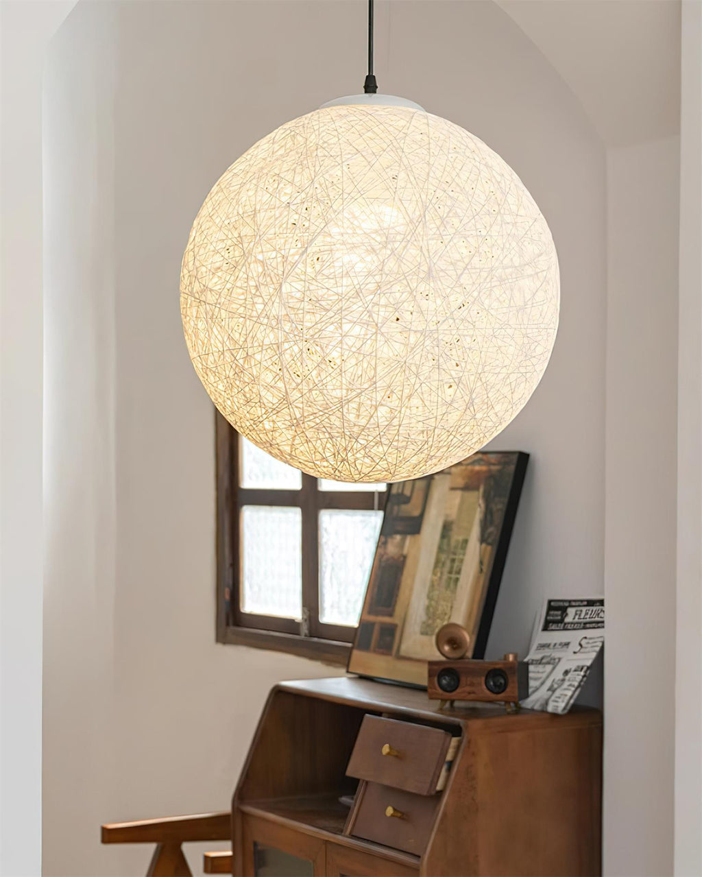 Pendant Light Hemp Rattan Sphere Bohemian