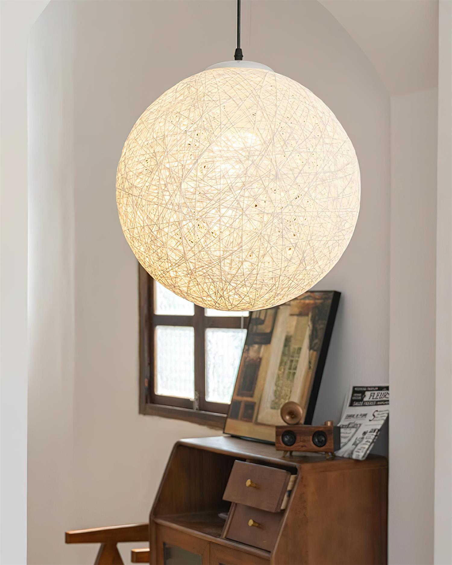 Pendant Light Hemp Rattan Sphere Bohemian