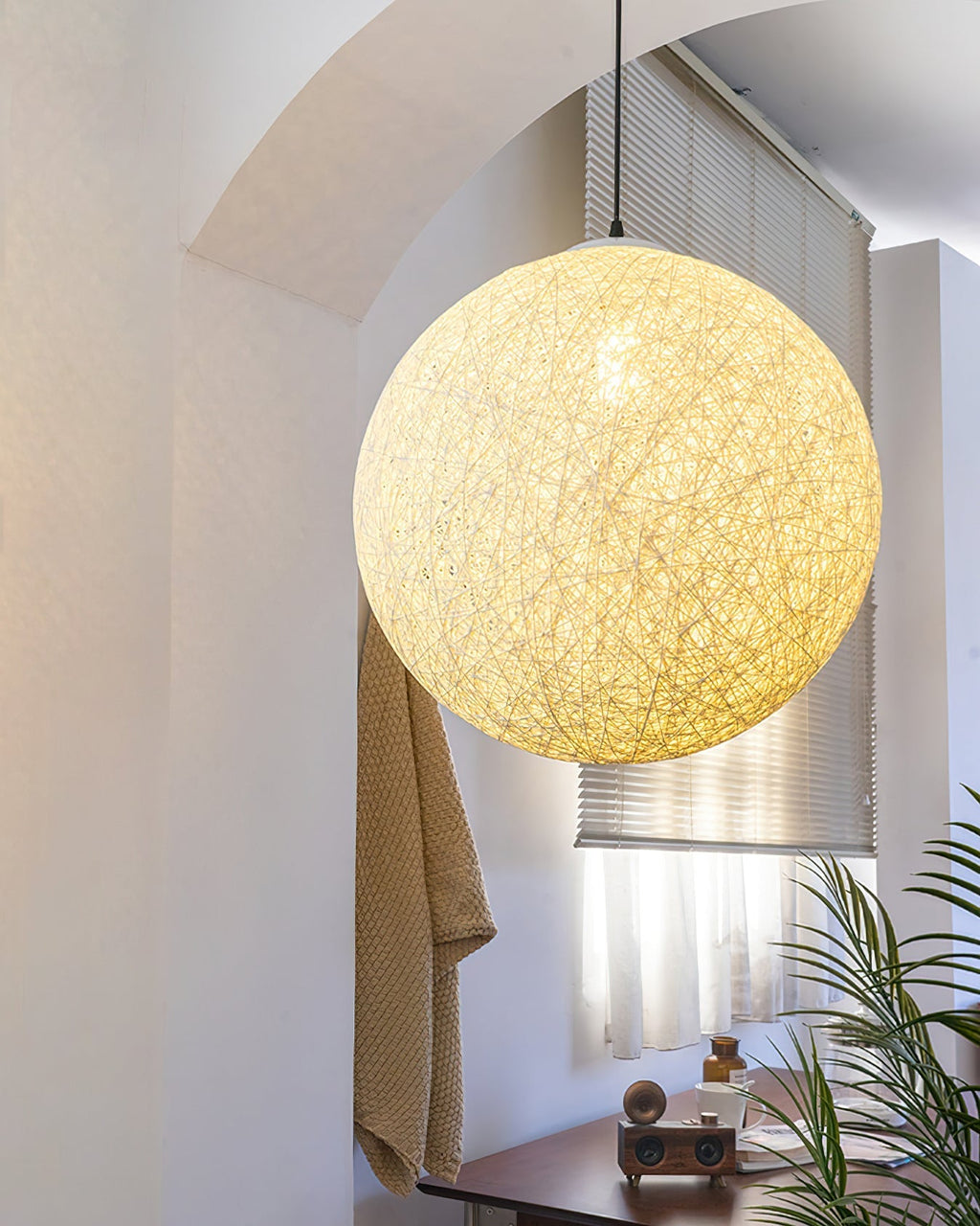 Pendant Light Hemp Rattan Sphere Bohemian