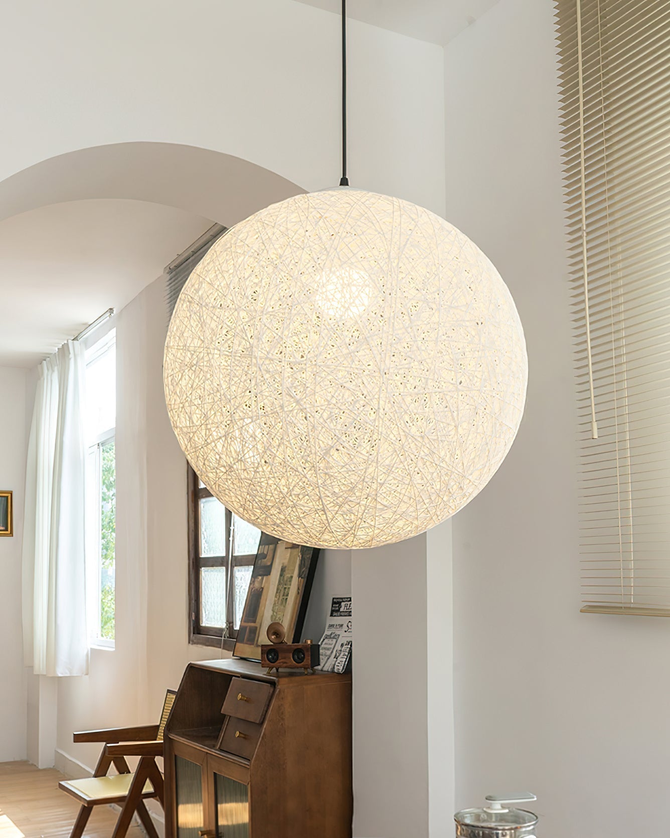 Pendant Light Hemp Rattan Sphere Bohemian