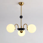 Chandelier Curved Arms Globe Shades Modern Retro Style Dining