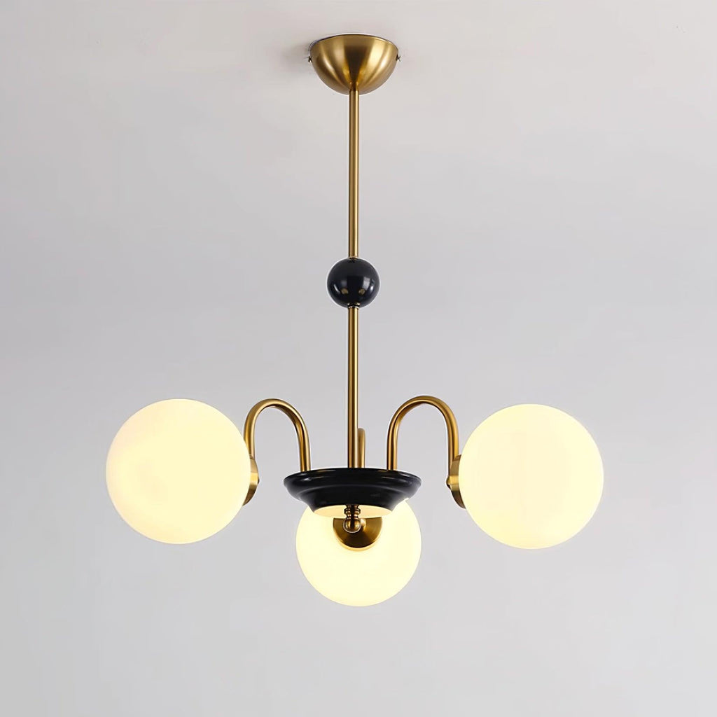 Chandelier Curved Arms Globe Shades Modern Retro Style Dining