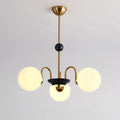 Chandelier Curved Arms Globe Shades Modern Retro Style Dining