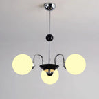 Chandelier Curved Arms Globe Shades Modern Retro Style Dining