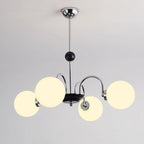 Chandelier Curved Arms Globe Shades Modern Retro Style Dining