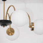 Chandelier Curved Arms Globe Shades Modern Retro Style Dining