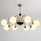 Chandelier Curved Arms Globe Shades Modern Retro Style Dining