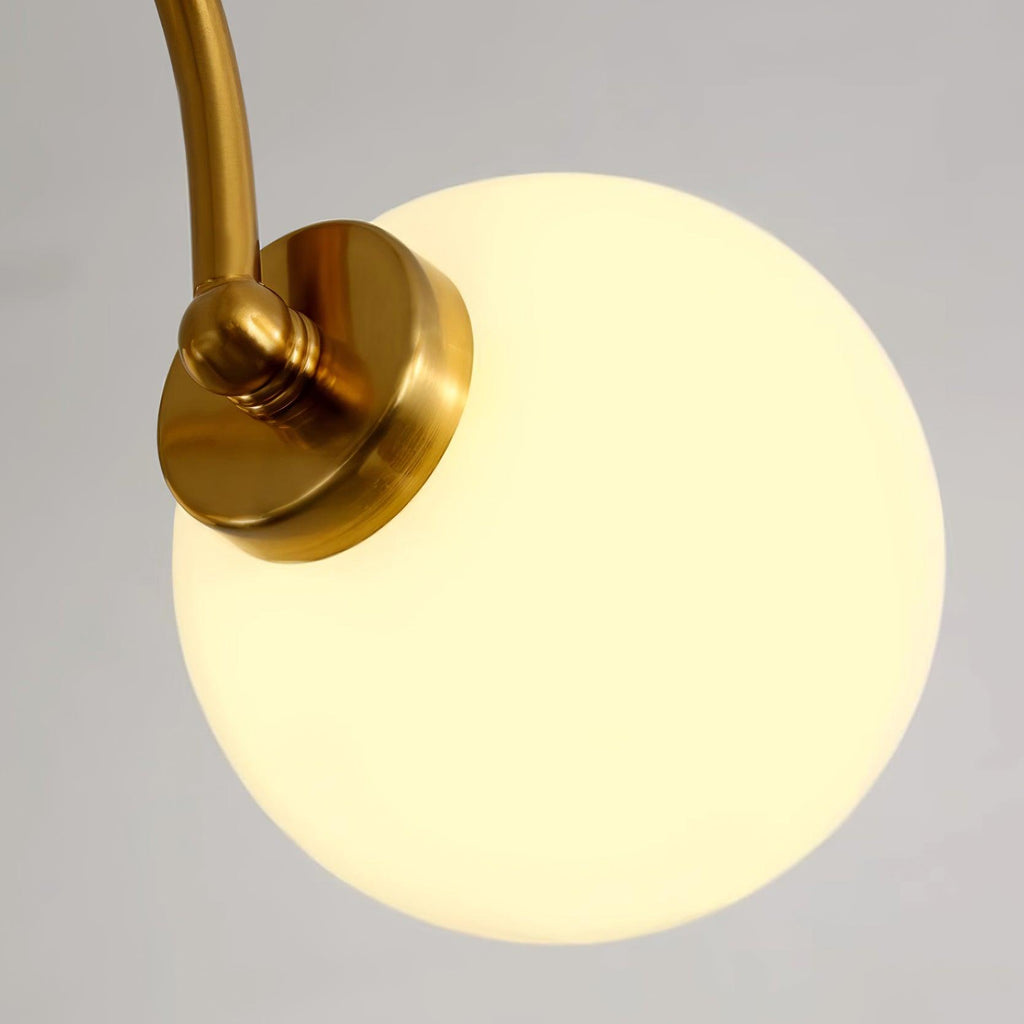 Chandelier Curved Arms Globe Shades Modern Retro Style Dining