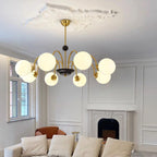 Chandelier Curved Arms Globe Shades Modern Retro Style Dining