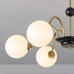 Chandelier Curved Arms Globe Shades Modern Retro Style Dining