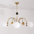 Chandelier Curved Arms Globe Shades Modern Retro Style Dining