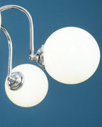 Chandelier Curved Arms Globe Shades Modern Retro Style Dining
