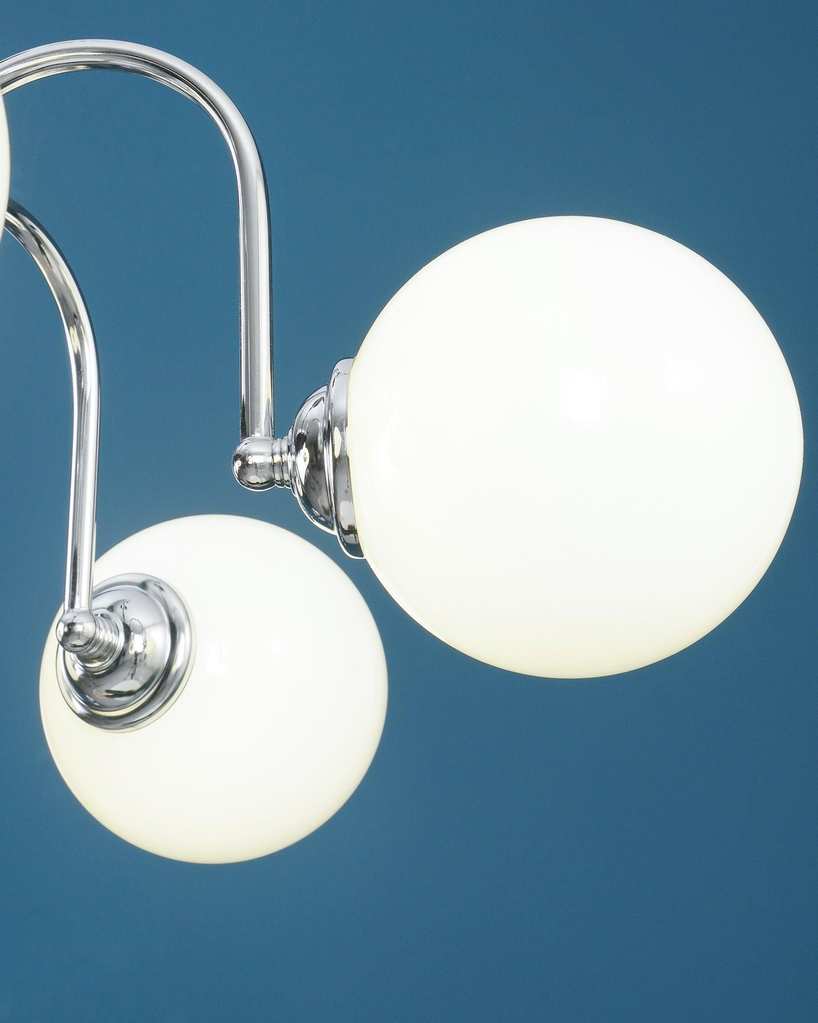 Chandelier Curved Arms Globe Shades Modern Retro Style Dining