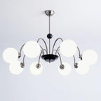 Chandelier Curved Arms Globe Shades Modern Retro Style Dining