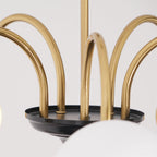 Chandelier Curved Arms Globe Shades Modern Retro Style Dining